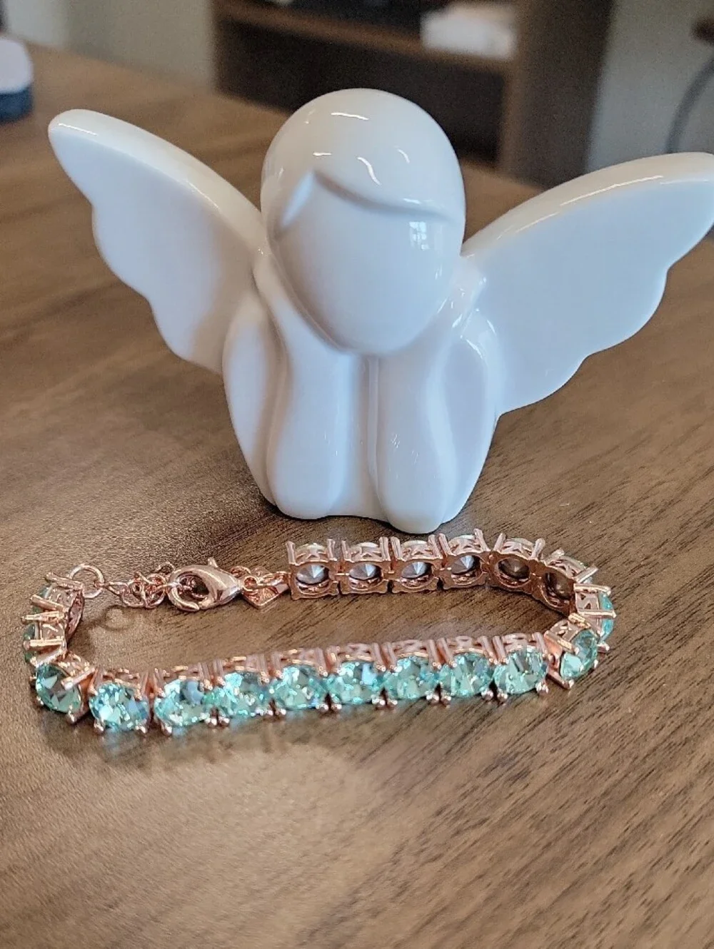 Park Lane Impression Bracelet with Mint Green Crystals On Rose Gold